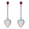 Silver Garnet & Moonstone Hanging Earrings TJ-EP-0027 - 925 Silver - Ridhi Studio