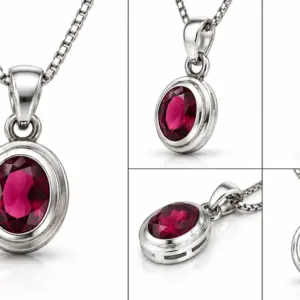 Natural Red Garnet Silver Pendant TJ-PP-0003 - Silver Jewelry Sri Lanka