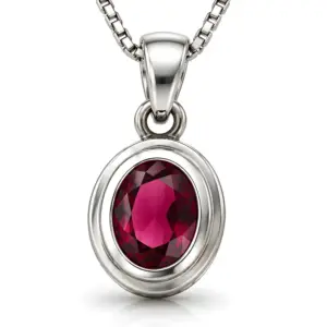 Silver Garnet Gemstone Pendant TJ-PP-0003 - 925 Sterling Silver - Ridhi Studio