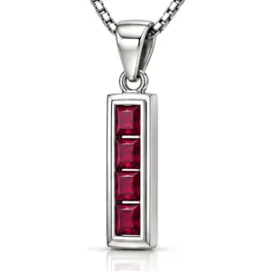 Silver Garnet Drop Gemstone Pendant TJ-PP-0010 - 925 Silver - Ridhi Studio