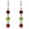 Silver Garnet & Peridot Dangle Earrings TJ-EP-0037 - 925 Silver - Ridhi Studio
