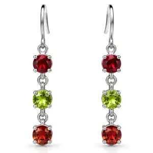 Silver Garnet & Peridot Dangle Earrings TJ-EP-0037 - 925 Silver - Ridhi Studio