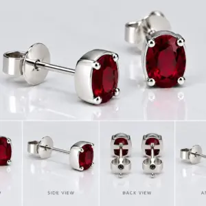 Natural Red Garnet Stud Earrings TJ-EP-0031 - Handcrafted Silver Jewelry Sri Lanka