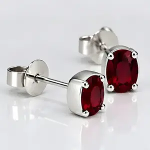 Silver Garnet Stud Earrings TJ-EP-0031 - 925 Sterling Silver - Ridhi Studio