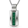Silver Green Stone Gemstone Pendant TJ-PP-0008 - 925 Sterling Silver - Ridhi Studio