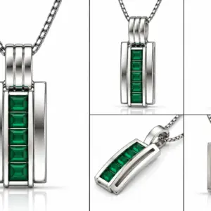 Green Solitaire Gemstone Pendant TJ-PP-0008 - Handcrafted Silver Jewelry Sri Lanka