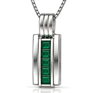 Silver Green Stone Gemstone Pendant TJ-PP-0008 - 925 Sterling Silver - Ridhi Studio