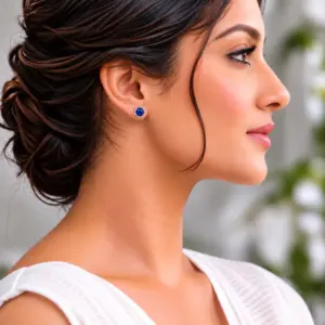 Silver Lapis Lazuli Studs TJ-EP-0051 Detail View - 925 Silver - Ridhi LK
