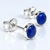 Silver Lapis Lazuli Stud Earrings TJ-EP-0051 - 925 Sterling Silver - Ridhi Studio