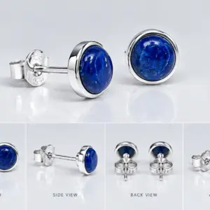 Natural Deep Blue Lapis Lazuli Stud Earrings TJ-EP-0051 - Silver Jewelry Sri Lanka
