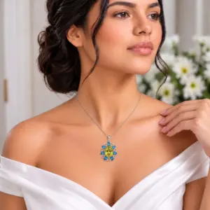 Lemon & Blue Topaz Pendant TJ-PP-0020 Detail View - 925 Silver - Ridhi LK