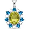 Silver Lemon & Blue Topaz Pendant TJ-PP-0020 - 925 Sterling Silver - Ridhi Studio
