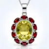 Silver Lemon Topaz & Garnet Pendant TJ-PP-0013 - 925 Sterling Silver - Ridhi Studio