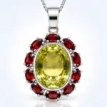 Silver Lemon Topaz & Garnet Pendant TJ-PP-0013 - 925 Sterling Silver - Ridhi Studio