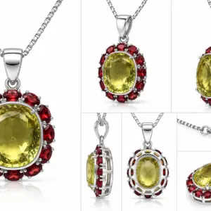 Artisan Two Tone Gemstone Pendant TJ-PP-0017 - Silver Jewelry Sri Lanka
