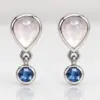 Silver Moonstone & Blue Stone Drop Earrings TJ-EP-0016 - 925 Silver - Ridhi Studio