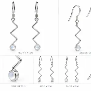 Silver Moonstone Earrings TJ-EP-0013 Handcrafted Drops - Silver Jewelry Sri Lanka