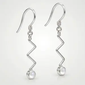 Silver Moonstone Drop Earrings TJ-EP-0013 - 925 Sterling Silver - Ridhi Design Studio