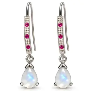 Silver Moonstone Drop Earrings TJ-EP-0036 - 925 Sterling Silver - Ridhi Studio