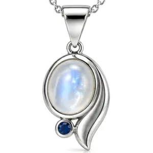 Silver Moonstone Drop Pendant TJ-PP-0014 - 925 Sterling Silver - Ridhi Studio