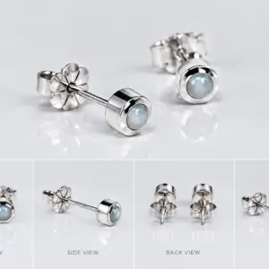 Natural Moonstone Silver Studs TJ-EP-0004 - Handcrafted Jewelry Sri Lanka