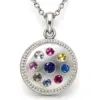 Silver Multi Color Stone Pendant TJ-PP-0005 - 925 Sterling Silver - Ridhi Studio