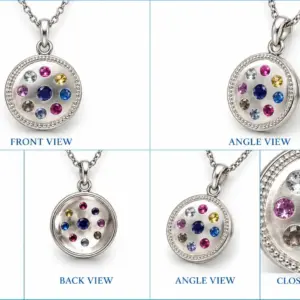 Colorful Gemstone Statement Pendant TJ-PP-0005 - Silver Jewelry Sri Lanka