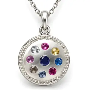 Silver Multi Color Stone Pendant TJ-PP-0005 - 925 Sterling Silver - Ridhi Studio