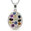 Silver Multi Color Gemstone Pendant TJ-PP-0007 - 925 Sterling Silver - Ridhi Studio