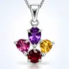 Multi-Color Stone Silver Pendant TJ-PP-0021 - 925 Sterling Silver - Ridhi Studio
