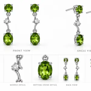 Green Peridot Drop Earrings TJ-EP-0041 - Handcrafted Silver Jewelry Sri Lanka