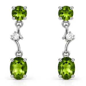 Silver Peridot & CZ Dangle Earrings TJ-EP-0041 - 925 Sterling Silver - Ridhi Studio