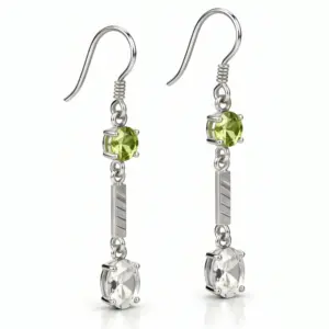 Silver Peridot & Cubic Zirconia Dangle Earrings TJ-EP-0003 - 925 Silver - Ridhi Design Studio
