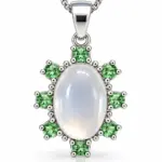 Silver Peridot & Moonstone Pendant TJ-PP-0001 - 925 Sterling Silver - Ridhi Studio