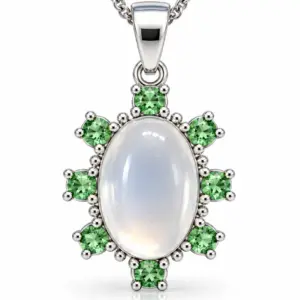 Silver Peridot & Moonstone Pendant TJ-PP-0001 - 925 Sterling Silver - Ridhi Studio