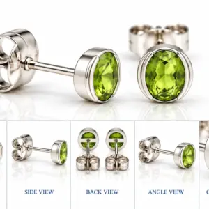 Natural Green Peridot Stud Earrings TJ-EP-0032 - Silver Jewelry Sri Lanka
