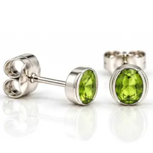 Silver Peridot Stud Earrings TJ-EP-0032 - 925 Sterling Silver - Ridhi Studio