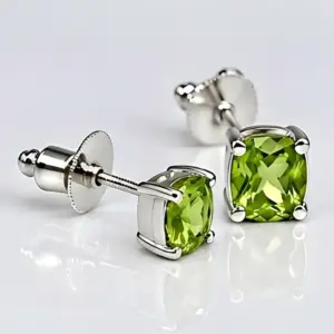 Peridot Solitaire Stud Earrings TJ-EP-0033 - 925 Sterling Silver - Ridhi Studio