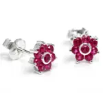 Silver Pink Stone Stud Earrings TJ-EP-0050 - 925 Sterling Silver - Ridhi Studio