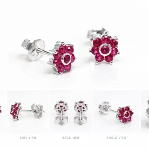 Blush Pink Crystal Silver Studs TJ-EP-0050 - Handcrafted Silver Jewelry Sri Lanka