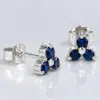Silver Three Blue Stone Stud Earrings TJ-EP-0020 - 925 Silver - Ridhi Design Studio