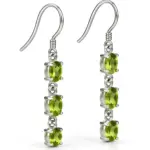 Silver Three Peridot Dangle Earrings TJ-EP-0001 - 925 Sterling Silver - Ridhi Design Studio