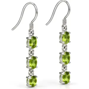 Silver Three Peridot Dangle Earrings TJ-EP-0001 - 925 Sterling Silver - Ridhi Design Studio