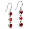 Silver Three Stone Garnet Hanging Earrings TJ-EP-0024 - 925 Silver - Ridhi Design Studio