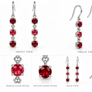Natural Red Garnet Hanging Earrings TJ-EP-0024 - Silver Jewelry Sri Lanka