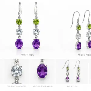 Multi Gemstone Hanging Earrings TJ-EP-0038 - Silver Jewelry Sri Lanka