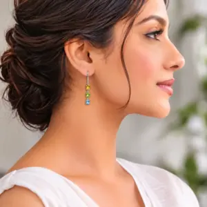 Multi Gemstone Dangle Earrings TJ-EP-0042 Detail View - 925 Silver - Ridhi LK