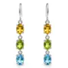 Three Stone Gemstone Hanging Earrings TJ-EP-0042 - 925 Silver - Ridhi Studio