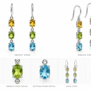 Natural Topaz Citrine Peridot Earrings TJ-EP-0042 - Silver Jewelry Sri Lanka